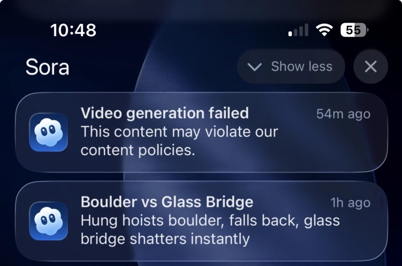 Screenshot of the Sora 2 app interface